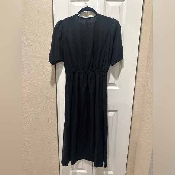 The Korner Empire Dress in Black Linen/Tencel blend Boho Lagenlook Cottagecore,M - Picture 5 of 14